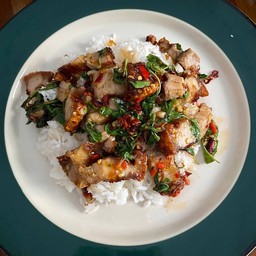 Crispy Pork Basil With Rice