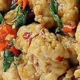 หมูเด้งผัดกระเพรากับข้าว
