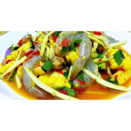 ยำม่วงโพดกุ้งสด/สุก