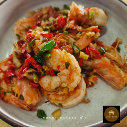 กุ้งคั่วพริกเกลือ (กับข้าว)