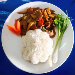 เนื้อน้ำมันหอย ราดข้าว