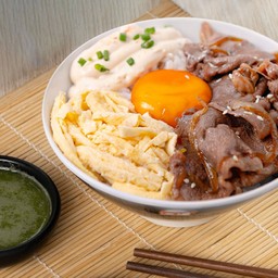 ข้าวเนื้อสไลด์   ไข่ดองโชยุ