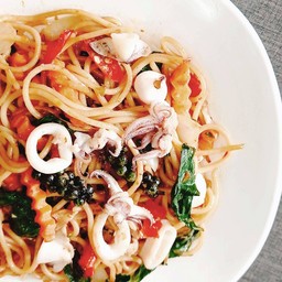 สปาเก็ตตี้ขี้เมา ปลาหมึก.