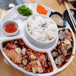 เซ็ตรวมคู่ดงซีอิ๊วเกาหลี  (กุ้ง+แซลมอน)