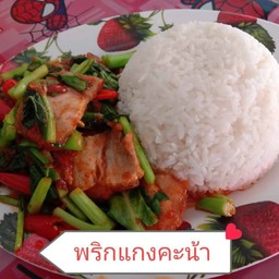 ผัดพริกแกงคะน้า  (โปรดเลือกเนื้อสัตว์ )