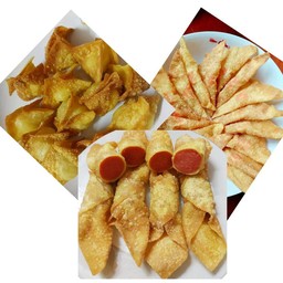 เกี๊ยวรวม ไข่นกกระทา,ปูอัดเบนโตะ,ไส้กรอกไก่ อย่างละ 6 ชิ้น