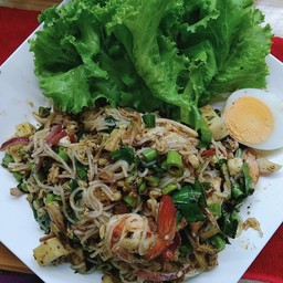 ยำขนมจีนกุ้ง+ปลาทู+ไข่