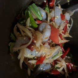 ตำกุ้งสด&ขนมจีน