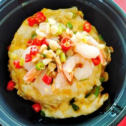 ข้าวหน้ากุ้งคั่วพริกเกลือ ฟรีไข่+น้ำดื่ม