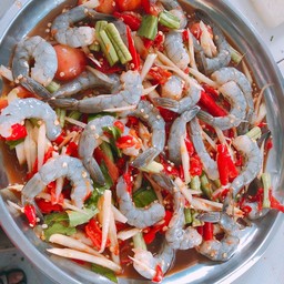 ตำเกาเหลากุ้งสด