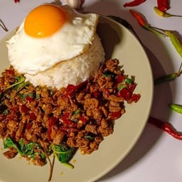 Rice Topped With Stir-Fried Beef And Basil
