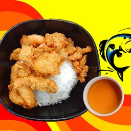 ข้าวไก่กรอบซอสน้ำปลา