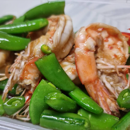 ผัดถั่วลันเตากุ้ง (กับข้าว)