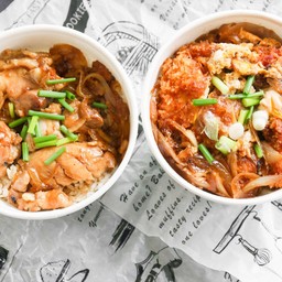 ข้าวหน้าไก่ + คัตสึดง ไก่เทอริยากิ