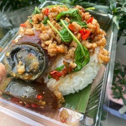 ข้าวราดกระเพราไข่เยี่ยวม้า