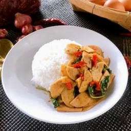 กะเพราหมูยอ(กับข้าว)