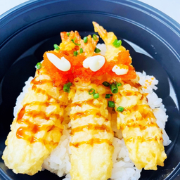 ข้าวหน้ากุ้งเทมปุระ4ตัว ราดซอสเทริยากิ