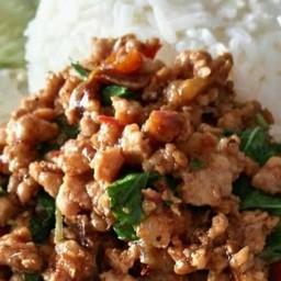 ข้าว หมูกะเพรา หมูสับ