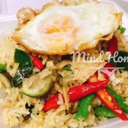 ผัดพริกแกงเขียวหวานไก่ข้าวคลุก