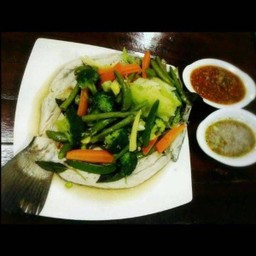 ปลากระพงนึ่งแจ่ว