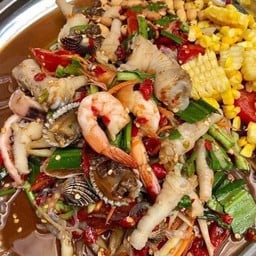 ตำหอยแครงตีนไก่กุ้งสุกข้าวโพด