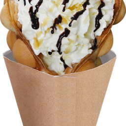 วาฟเฟิลฮ่องกงครีมโคลน ซอสช็อคและคาราเมล