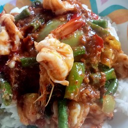 ผัดพริกแกงกุ้ง(กับข้าว)