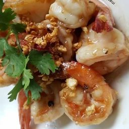 กุ้งกะเทียมราดข้าว