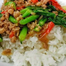 คะน้าหมูสับ...ราดข้าว