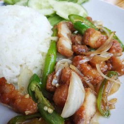 ผัดพริกสดราดข้าว