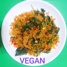 กะเพราวุ้นเส้นหมูสับ Vegan