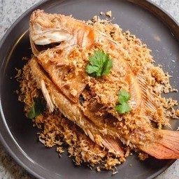 ปลาทับทิมทอดกระเทียม