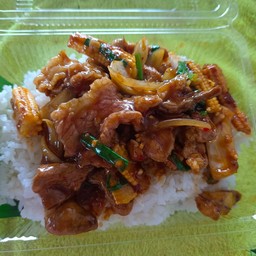 ผัดพริกเผาหมูชิ้น(ราดข้าว)