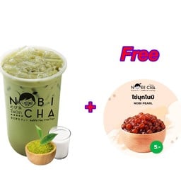 ชาเขียวนม 3 แก้ว ฟรี ไข่มุกโนบิ