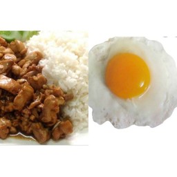 ข้าวไก่กระเทียม+ไข่ดาว