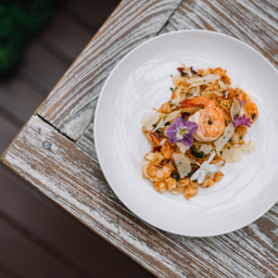 แองเจิ้ลแฮร์ผัดพริกกระเทียมกุ้งและไข่กุ้ง