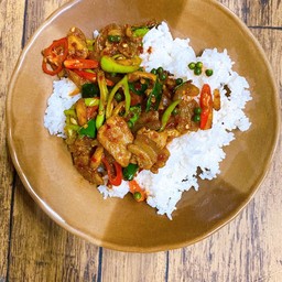 หมูป่าผัดแห้ง(ราดข้าว)