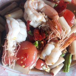 ตำไหลบัวปลาร้ากุ้งสุก