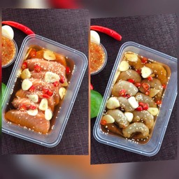 แซลมอนดองซีอิ๊วเกาหลี 1 กล่อง+กุ้งดองซีอิ๊วเกาหลี 1 กล่อง