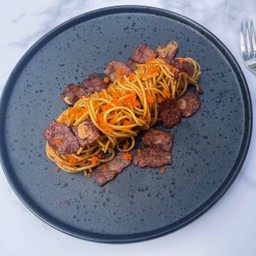 สปาเก็ตตี้หมาล่า เบคอนไข่กุ้ง