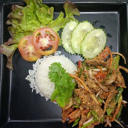 ข้าว ยำหมูย่าง