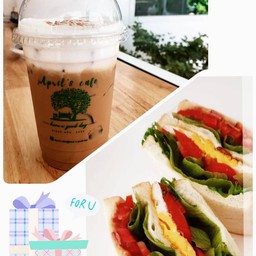 แซนวิซเบค่อนไข่+เครื่องดื่มเย็น