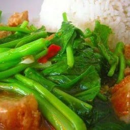 คะน้าหมูกรอบราดข้าว