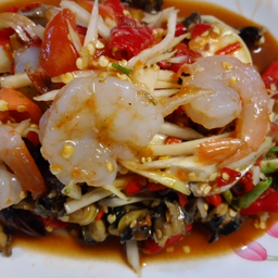 ตำหอยโข่งหมูยอกุ้งสด