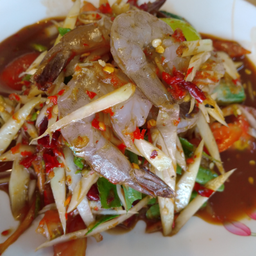 ตำเกาเหลากุ้งสดปลาร้า