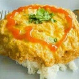 ไข่เจียวหมูสับราดข้าว