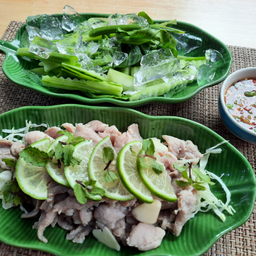 หมูมะนาว spicy boiled pork with lime salad