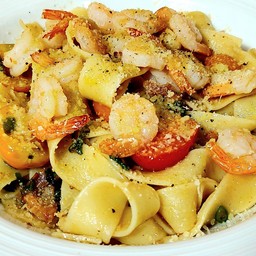 Spicy Tagliatelle Rustica with Bacon & Shrimp