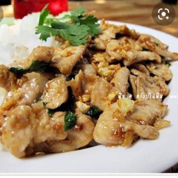 ไก่กระเทียมราดข้าวไข่ดาวฟรีจ้า