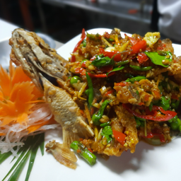 ผัดฉ่าปลากะพง Thai spicy stir fried Sea Bass